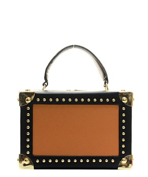 Brown & Black Train Case Bag